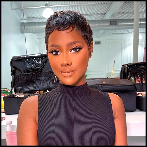 Short Pixie Cut Wig 150% Density Human Hair Straight Style with Bangs main image 7